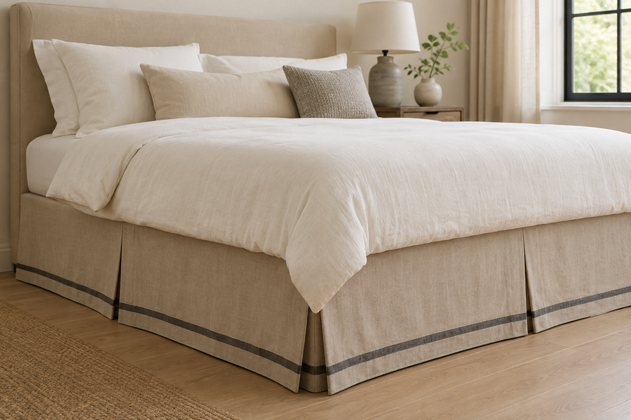 Valenne Tailored Linen Queen Bed Skirt