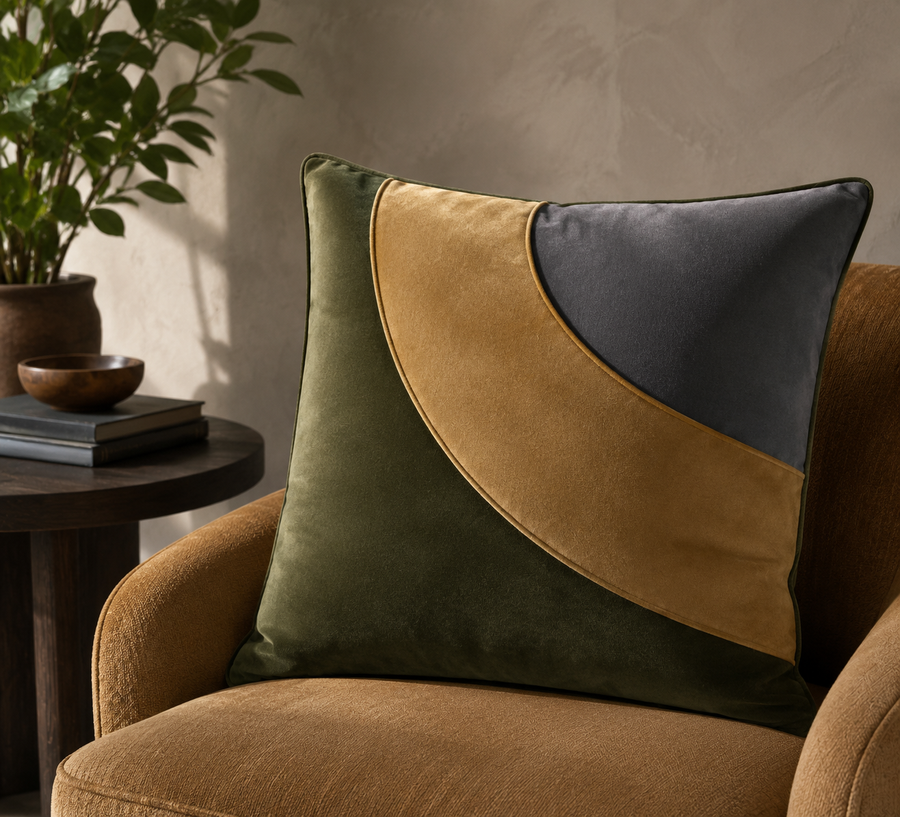 Orlena Reversible Curved Velvet Cushion Cover
